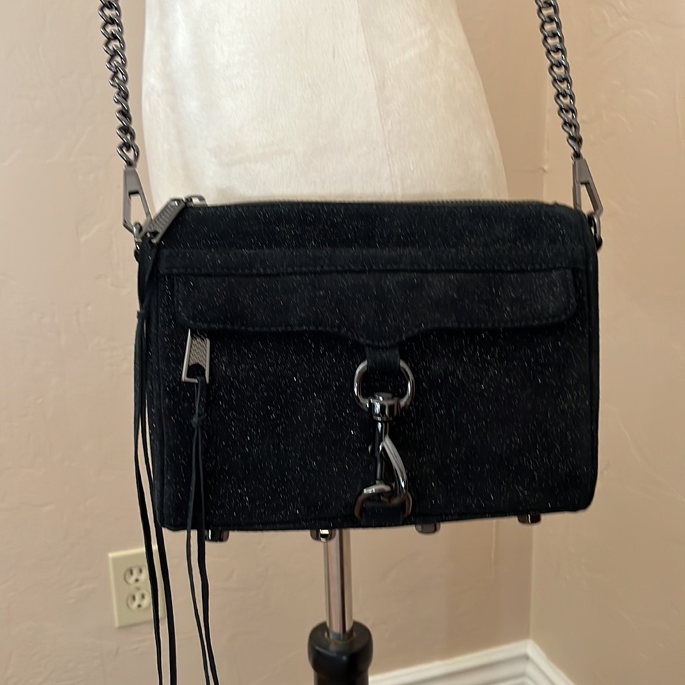 Rebecca Minkoff Black Suede w/ Multicolored Glitter Pattern